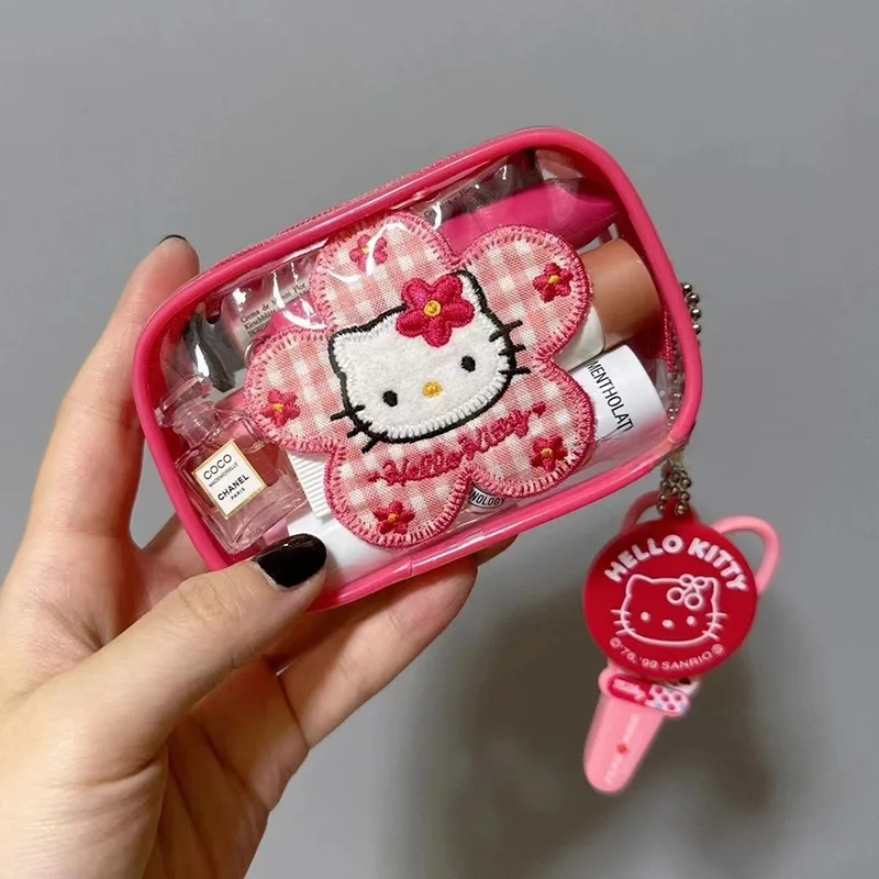 

Мини косметичка Hello Kitty аниме Sanrio прозрачная Водонепроницаемая дорожная сумка для хранения портативная сумочка на молнии для туалетных принадлежностей подарок для девушки