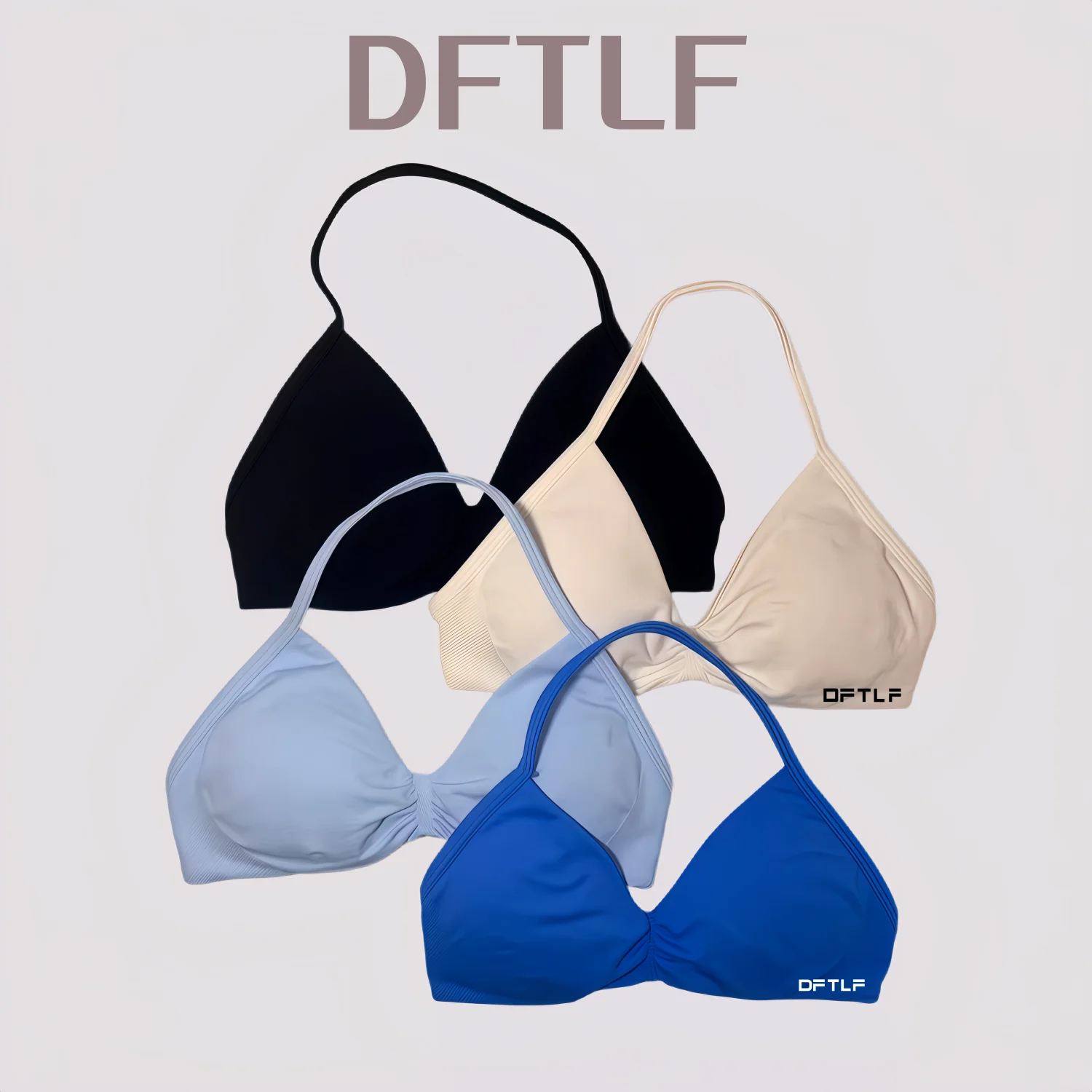 DFTLF Impact Strappy Bra Women Open Back Sports Tank Top Halter Neck Gym Training Underwear Seamless Pilates Workout Yoga Bra
