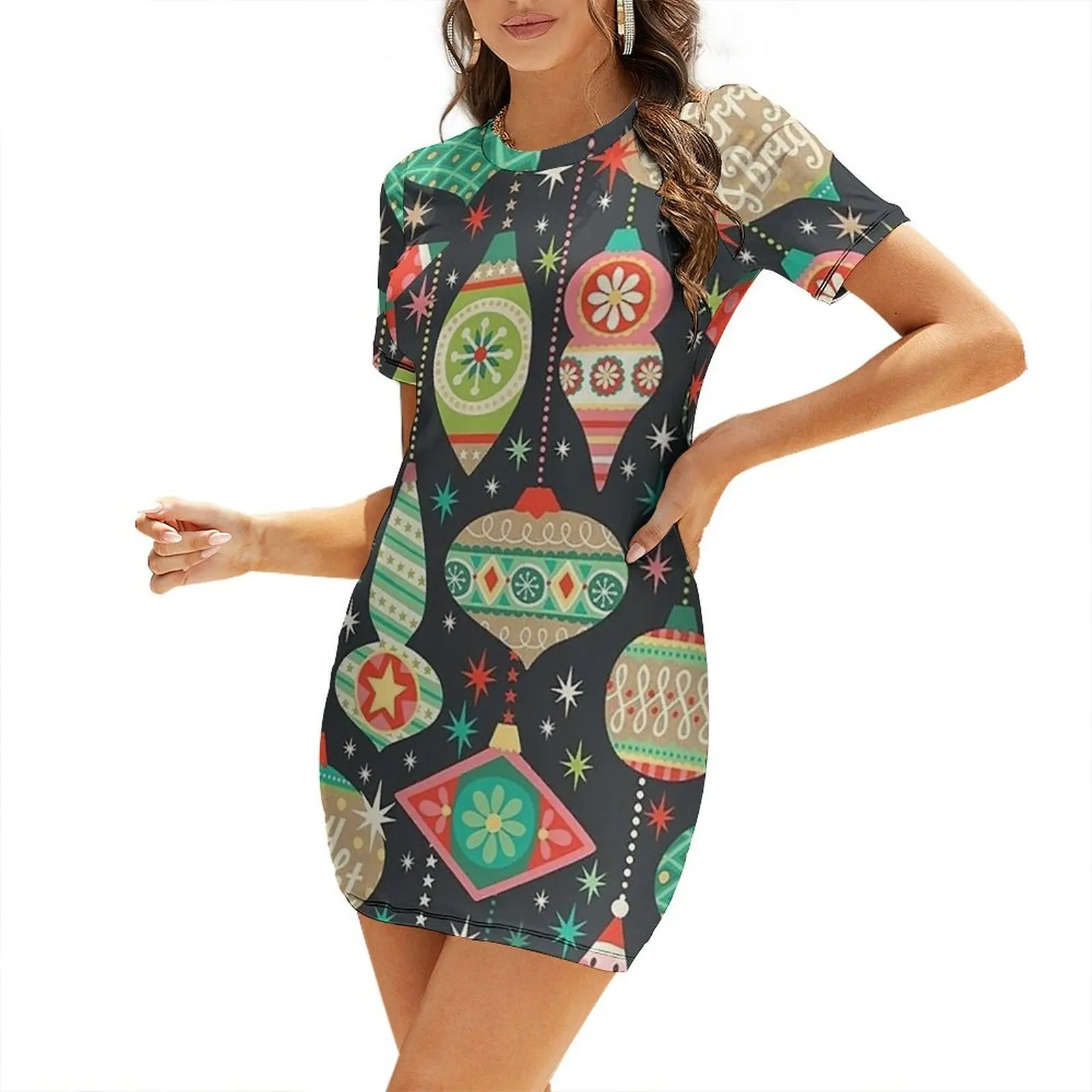 

christmas vibes Short Sleeved Dress women's elegant loose dresses Dress for girls festival outfit women dress for women