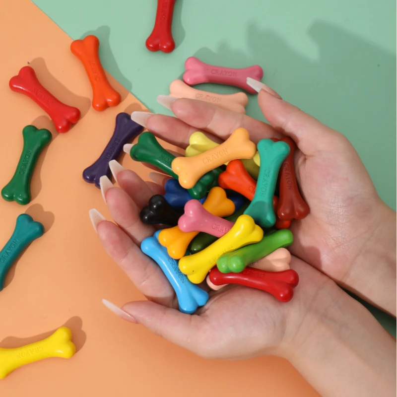 12/24 Colors Washable Not Dirty Hands Toddler Crayons cute bone Crayons for Kids Baby safety Crayons Coloring Art Supplies