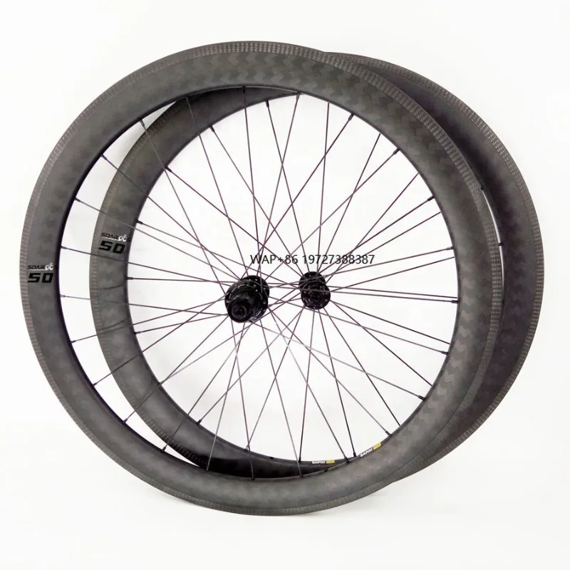 

Manufacturer T800 700C Road Racing Bike Wheelset 50mm Carbon Fibre Rim with V Brakes 25mm Wide 12K UD Tubular Tubeless Wheelset