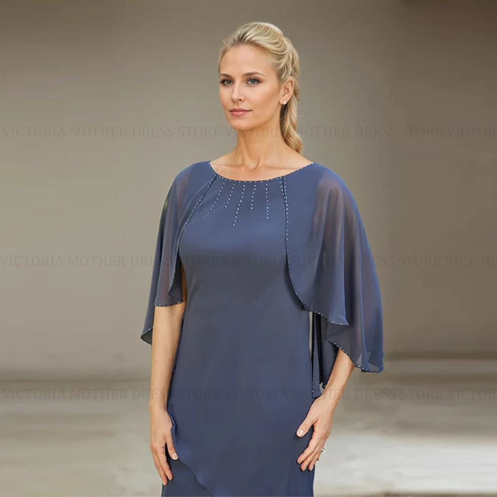 VICTORIA-vestidos elegantes para madre de la novia, vestidos largos personalizados de corte en A con cuentas de gasa y volantes para fiesta de invitados de boda, 2025