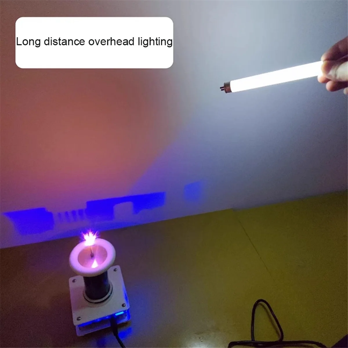 สําหรับ Tesla Coil Plasma ลําโพงเพลง High-Power 30 ซม.Arc Plasma Windmill Light Up ไม่มีสายไฟ (สีฟ้า) US Plug