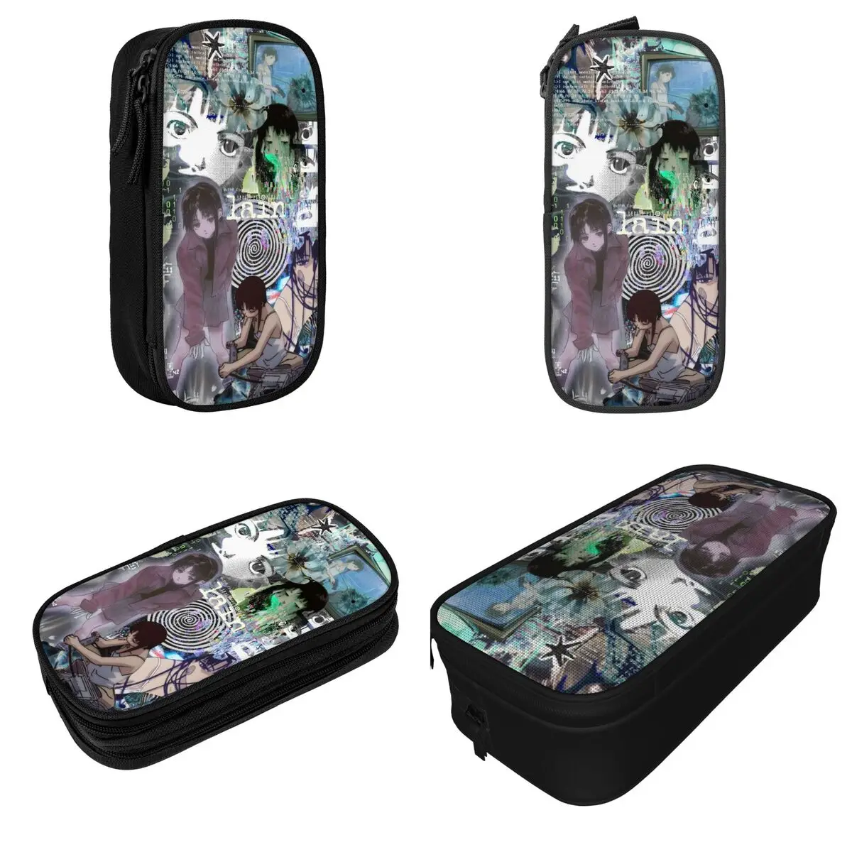 Serial Experiments Lain Pencil Cases Pen Bag Student Big Capacity School Supplies Gifts Pencilcases