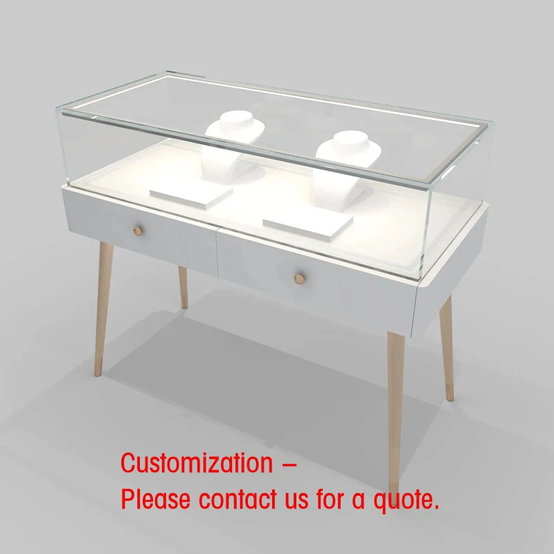 custom.Funroad Jewellery Display Cabinet Glass Cases Luxury Furniture Jewelry Retail Metal Showcase