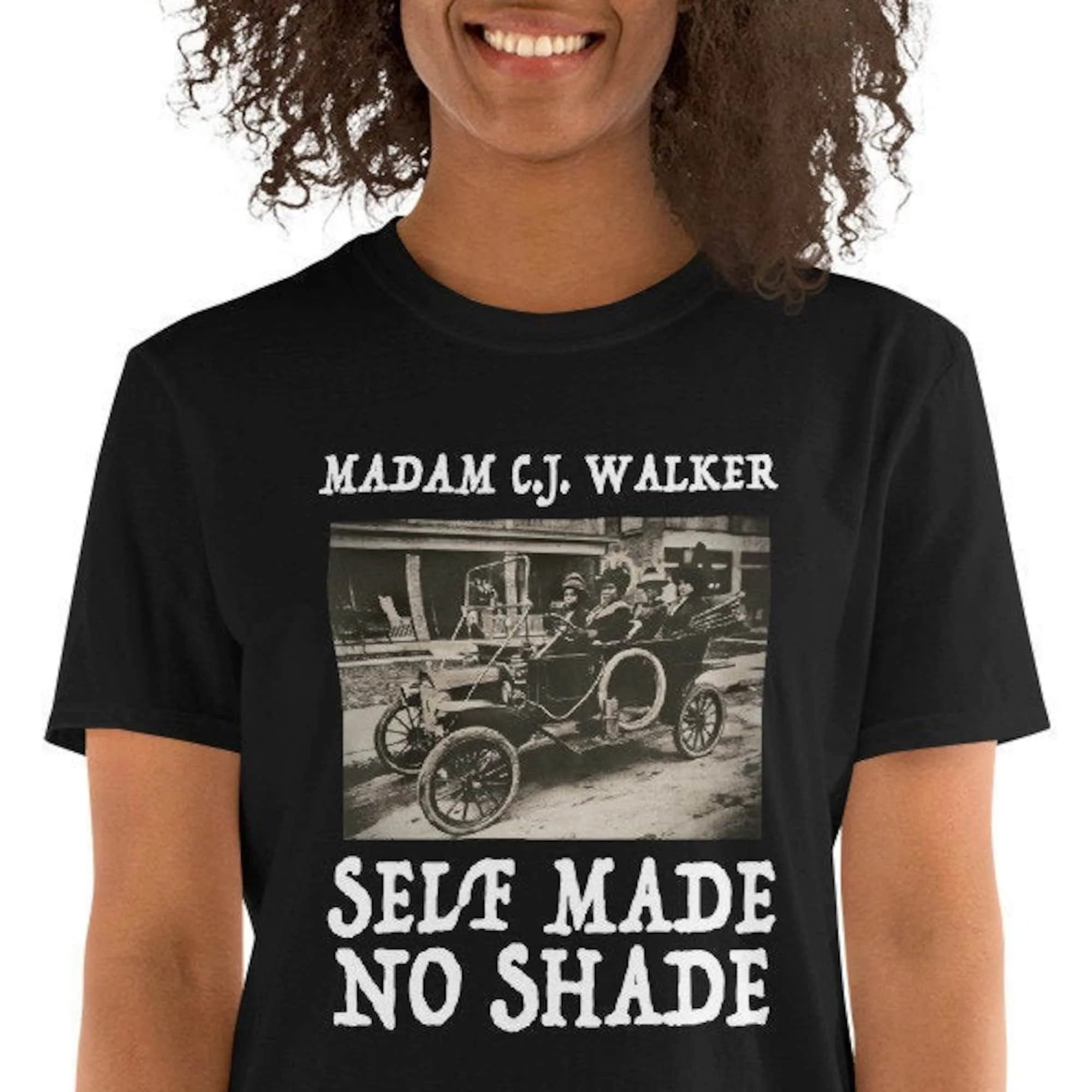 Telefone inteligente, c. j Walker-camiseta unisex para mulheres, self-made, sem sombra, design preto, primeira mulher, milionário