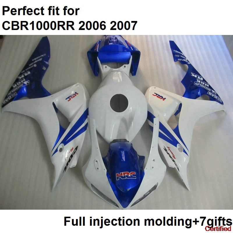 

Motorcycle Fairing Kit For Honda CBR1000RR 06 07 White Blue Fairings CBR 1000RR 2006 2007 NV22