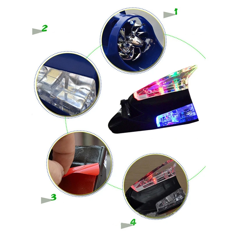 

Leading-Creative Wind Power LED Light Atmosphere Light Shark Fin Antenna Warning Flash Lamp Car-Styling Exterior Accessories