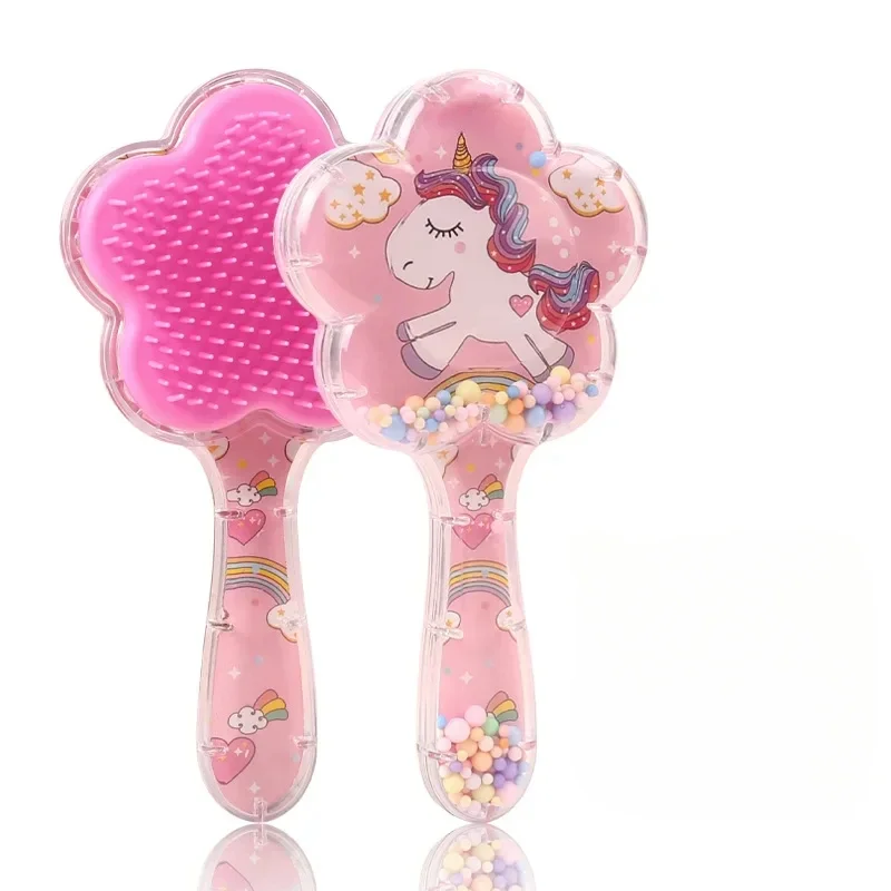 1pc Flower Shape Comb Beauty Makeup Comb with Long Handle for Kids Girls Makeup Hair Brush Children Hairbrush Combs