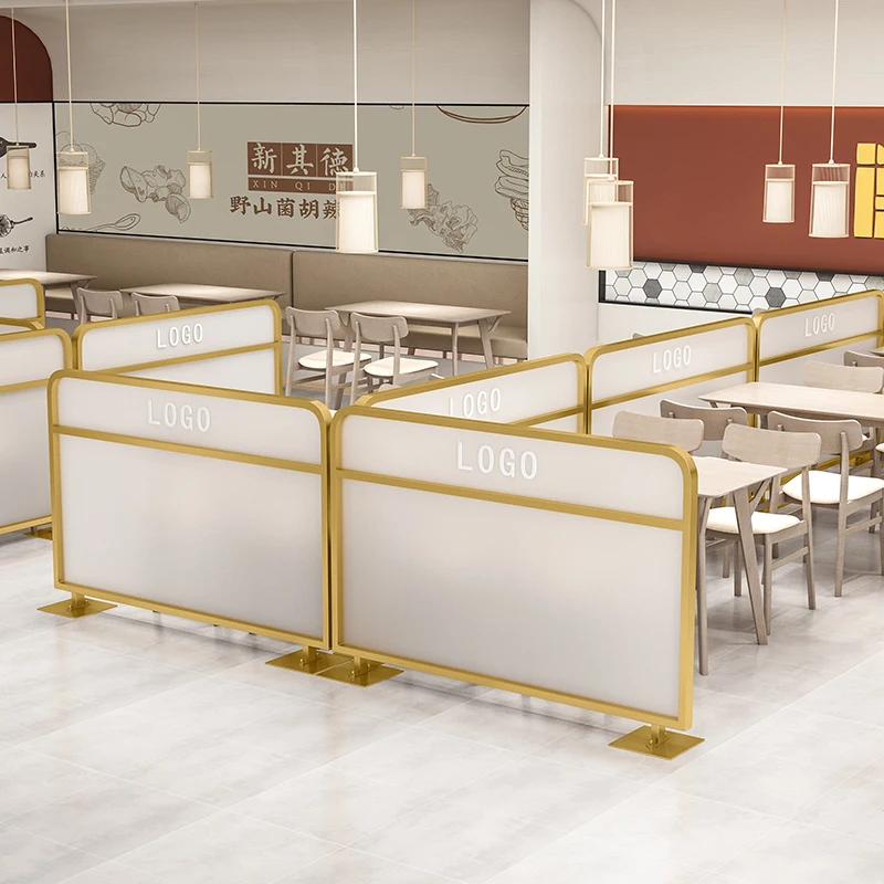 *Restaurant Changhong Glass Low Screen Booth Partition Aisle Punch-free Stainless Steel Baffle Customization