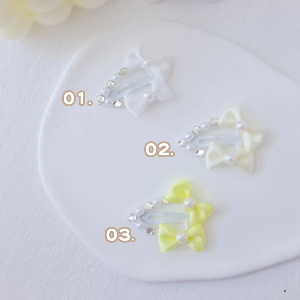 Pinzas flequillo perro pequeño maltés – Hechas a mano con lazo y perlas - imagen 2
