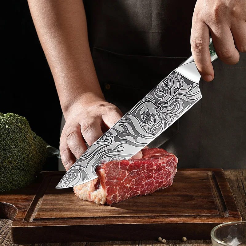 Kitchen Knife Stainless Steel Chef Slicing Utility Knife Ultra Sharp Santoku Bread Cleaver Boning Knife Resin Handle Cook Tools