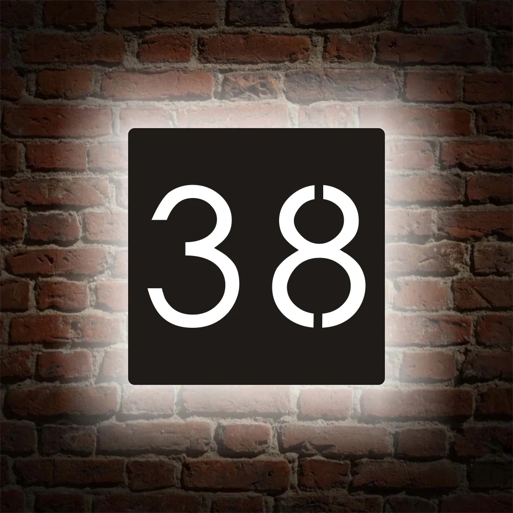 Imagem -02 - Personalizado Acrílico Casa Sinal Numérico Luz Led Caixa Personalizada 3d Iluminado Nome Moderno Placa de Endereço Placa da Porta