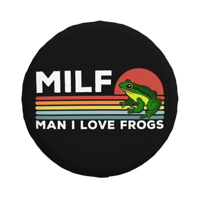 Custom Milf Man I Love Frogs Tire Cover 4WD 4x4 Trailer Spare Wheel Protector for Toyota Land Cruiser Prado 14