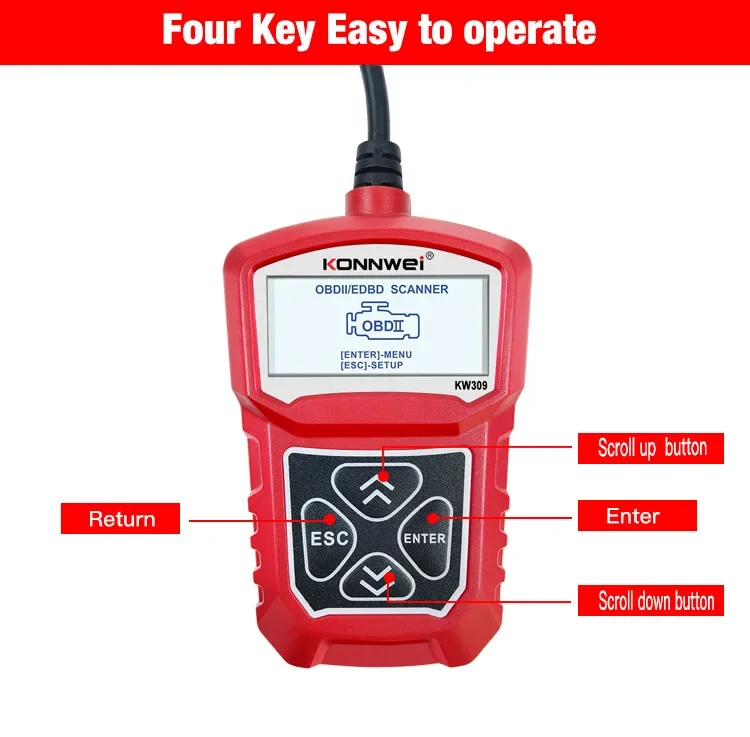 KONNWEI KW309 MS309 OBD2/EOBD Car Scanner, Automotive Fault Code Reader with Car Battery Testing Function