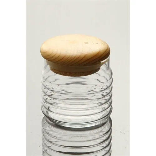 Pasabahce Babylon Wood Kpk. Glass Jar-Small