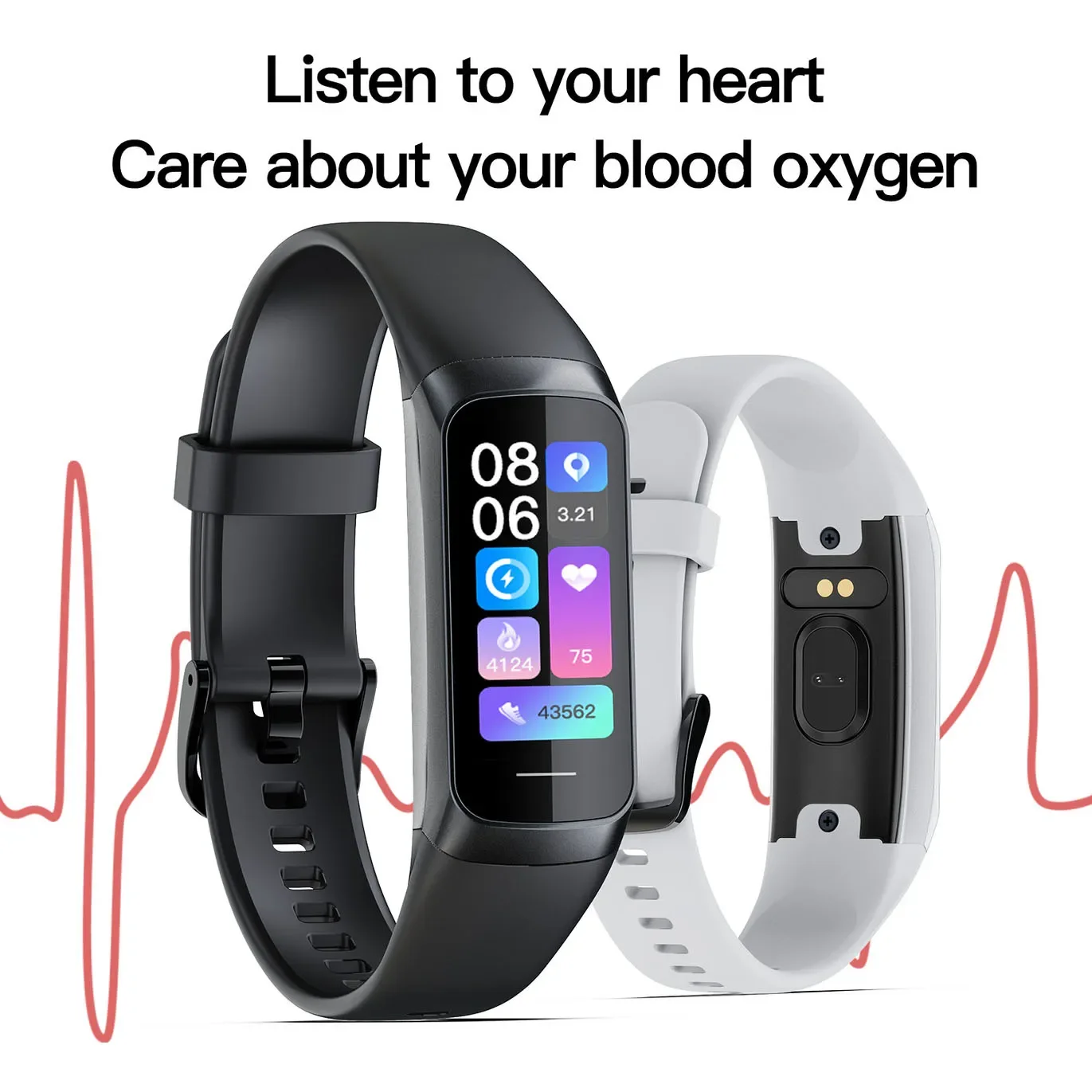 Amoled Smart Band Pro Men Women Pedometer Sport Fitness Tracker Heart Rate Blood Watch Waterproof Connected Smart Bracelet