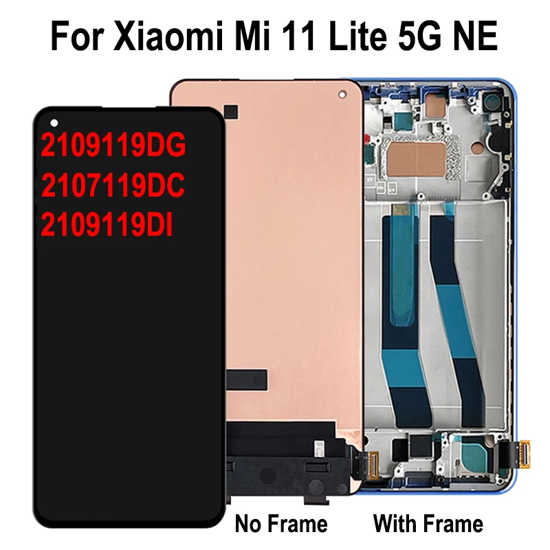 

GEFENSI For Xiaomi Mi 11 Lite 5G NE LCD Display Touch Screen With Frame 2109119DG 2107119DC 2109119DI Display Screen Replacement