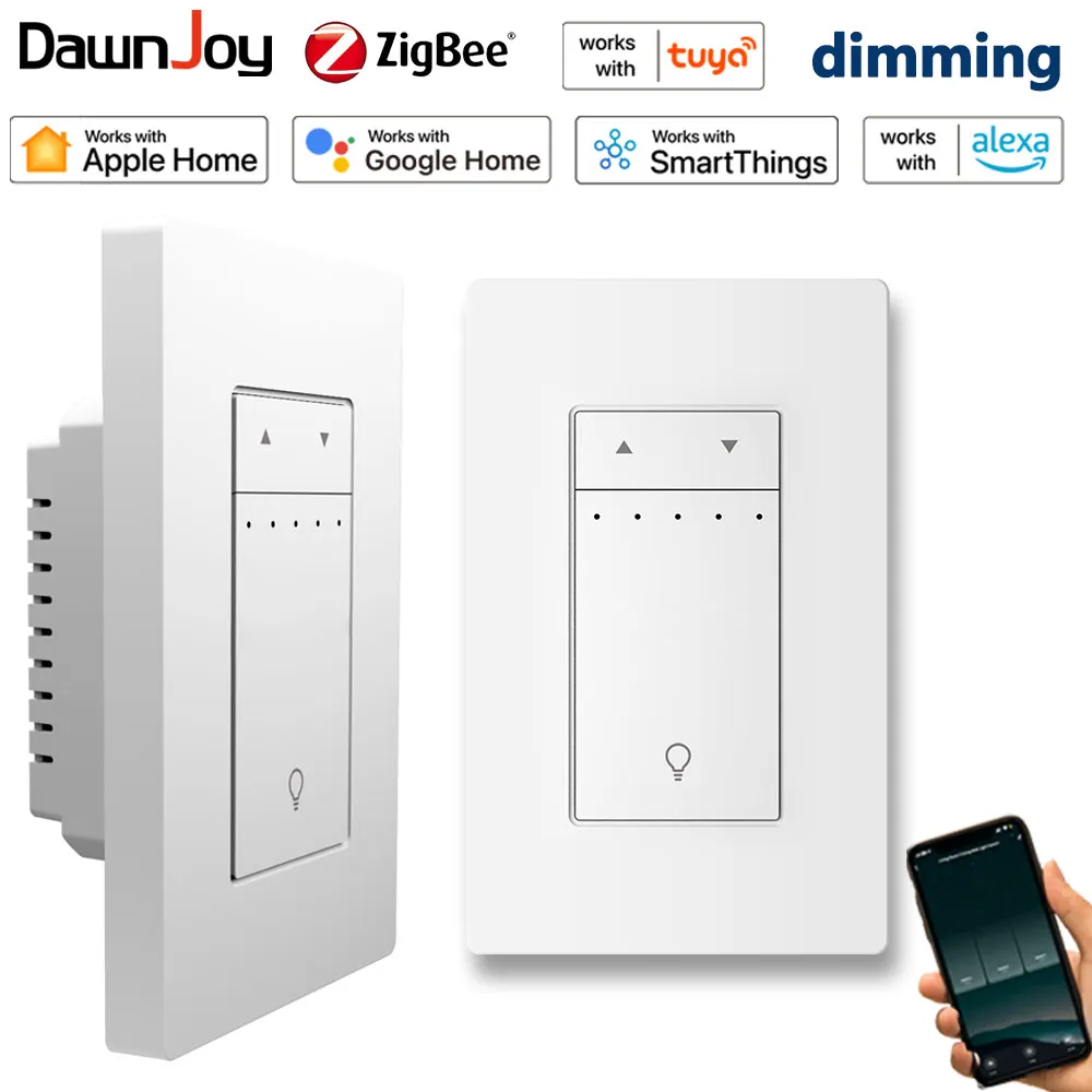 

Dawnjoy Tuya Zigbee Smart Light Switch 220V Dimming Fan LED Dimmable Remote Share Timming Voice Control with GoogleHome Alexa