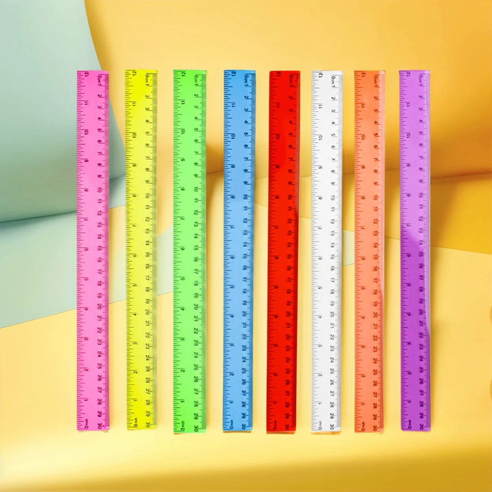 8 шт. цветная прозрачная линейка 30 см пластиковые линейки для рисования износостойкие портативные метрические линейки для домашнего офиса и школы