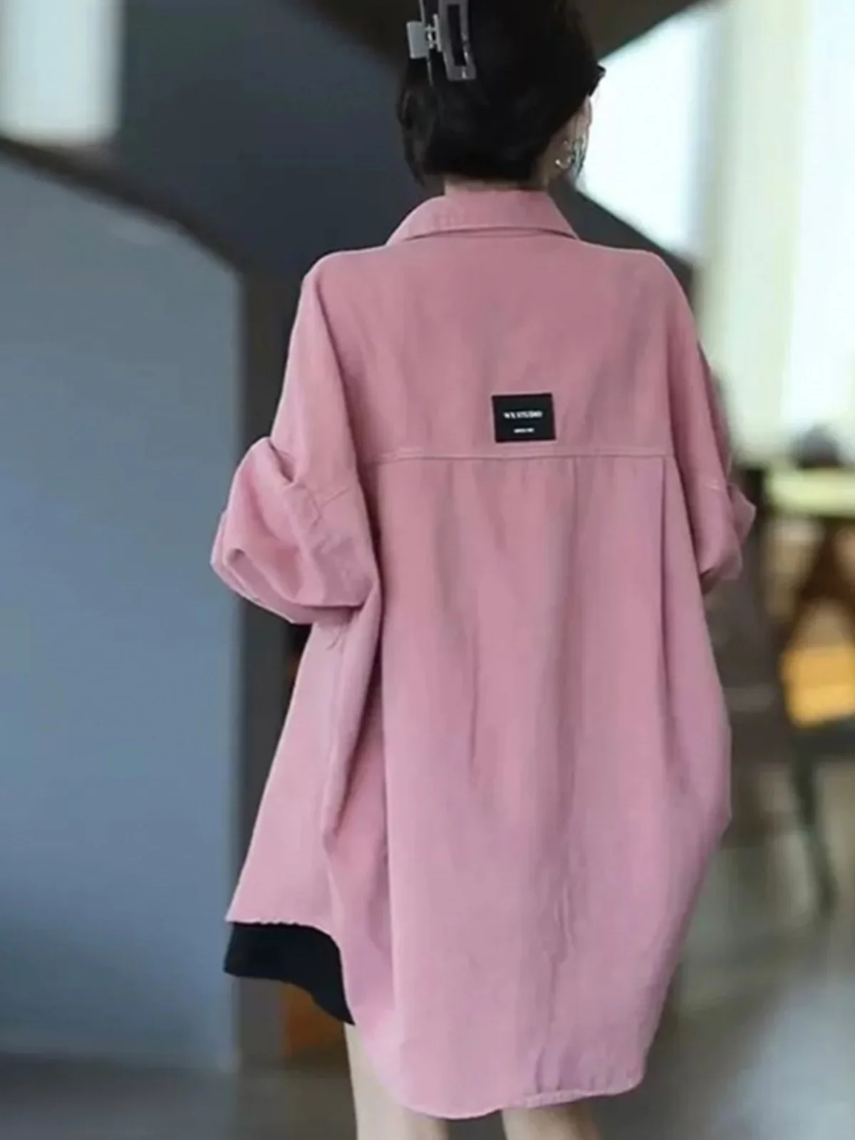 

European Sle Women's Long Sve irt Jaet 2024 New Design Loose Fit Layering Spring Autumn Vintage Commute Sle