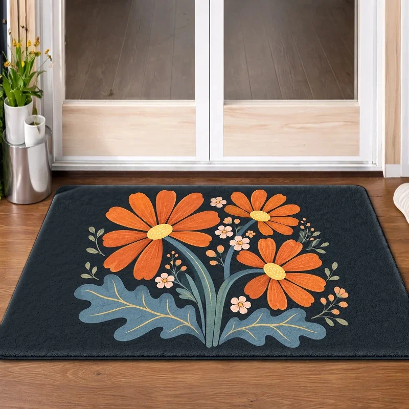 Colorful triangle art non-slip floor rug, vintage style geometric entrance mat for indoor outdoor home decoration