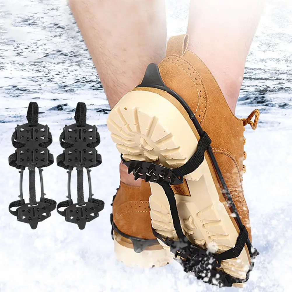 Crampon Shoe Cleats 24-teeth Steel Teeth Cleats Winter Outdoor Anti-slip Snow Shoes Traction Cleats for Men Women for Mountain