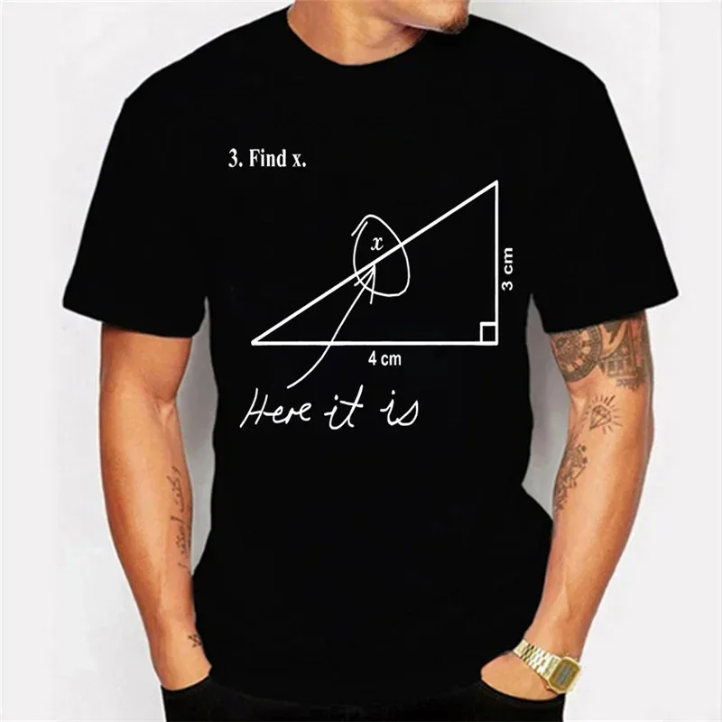 Summer Men\'s T-shirt Short Sleeve Men Tshirt Pi Symbol Sketch Printed Oversized T Shirt Male Top Tshirt Math Men Tee Clothing