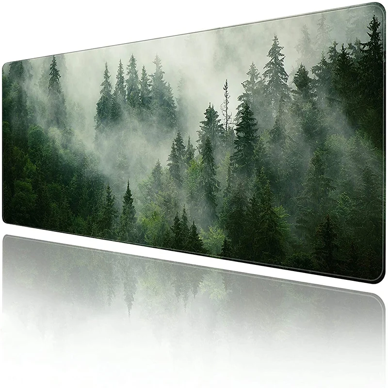 Imagem -03 - Borracha Natural Anti-slip Mouse Pad Tapete de Jogo Árvores da Floresta Cinzenta Grande Computador Mousepad Teclado Mesa de Escritório Xxl xl Novo