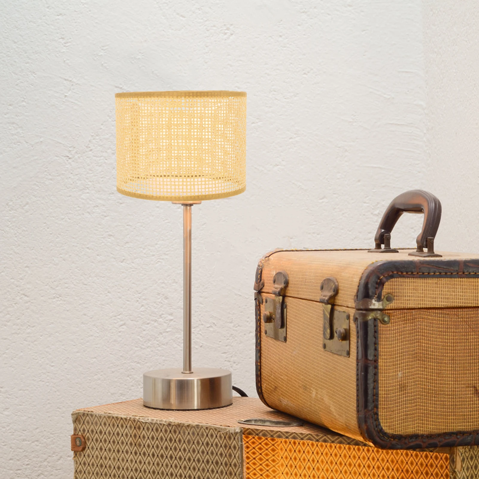 

Rattan Woven Lampshade Bamboo Hand Crafted Delicate Lamp Cover Soft Light Diffuser Decorative Ceiling Lamp Indoor Accessory