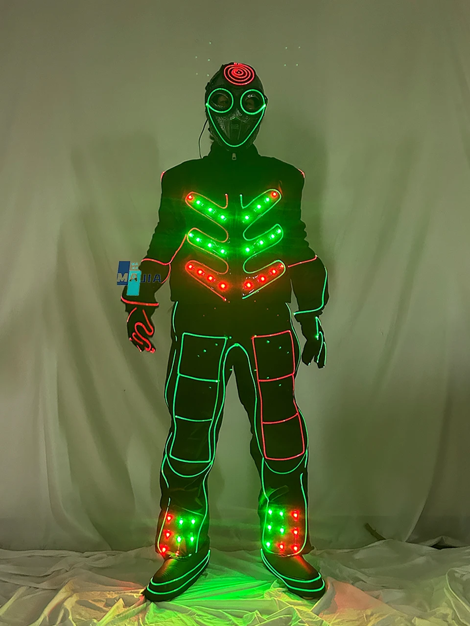 Jaqueta de fibra óptica brilhante para Natal, festa rave, boate, cosplay, fantasia futurista iluminada para homens