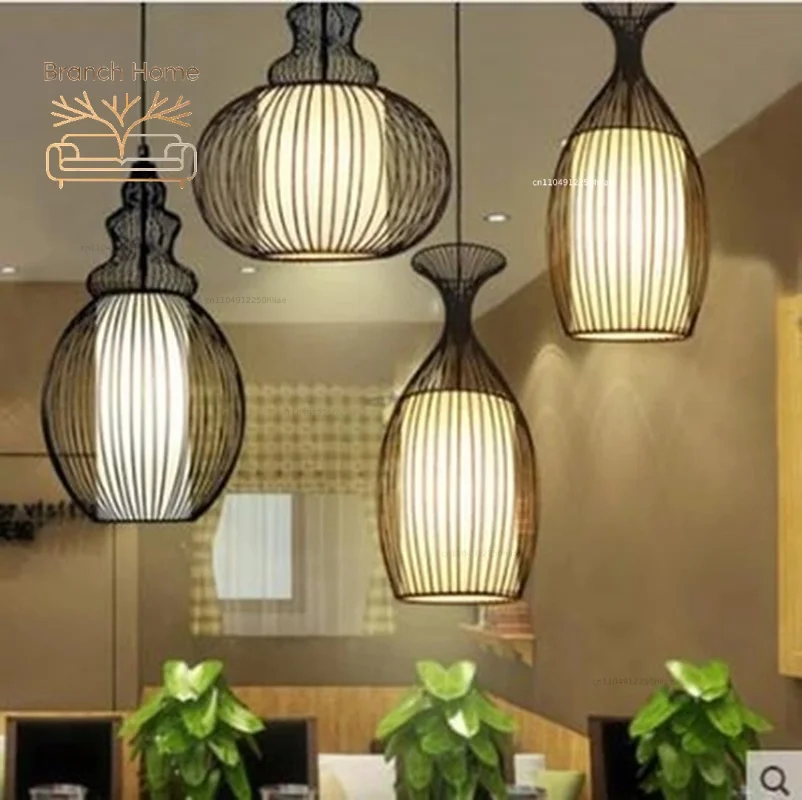 Chinese style Chinese style creative lantern Zen study dining room lamp simple modern living room gourd Pendant Lights LX102613