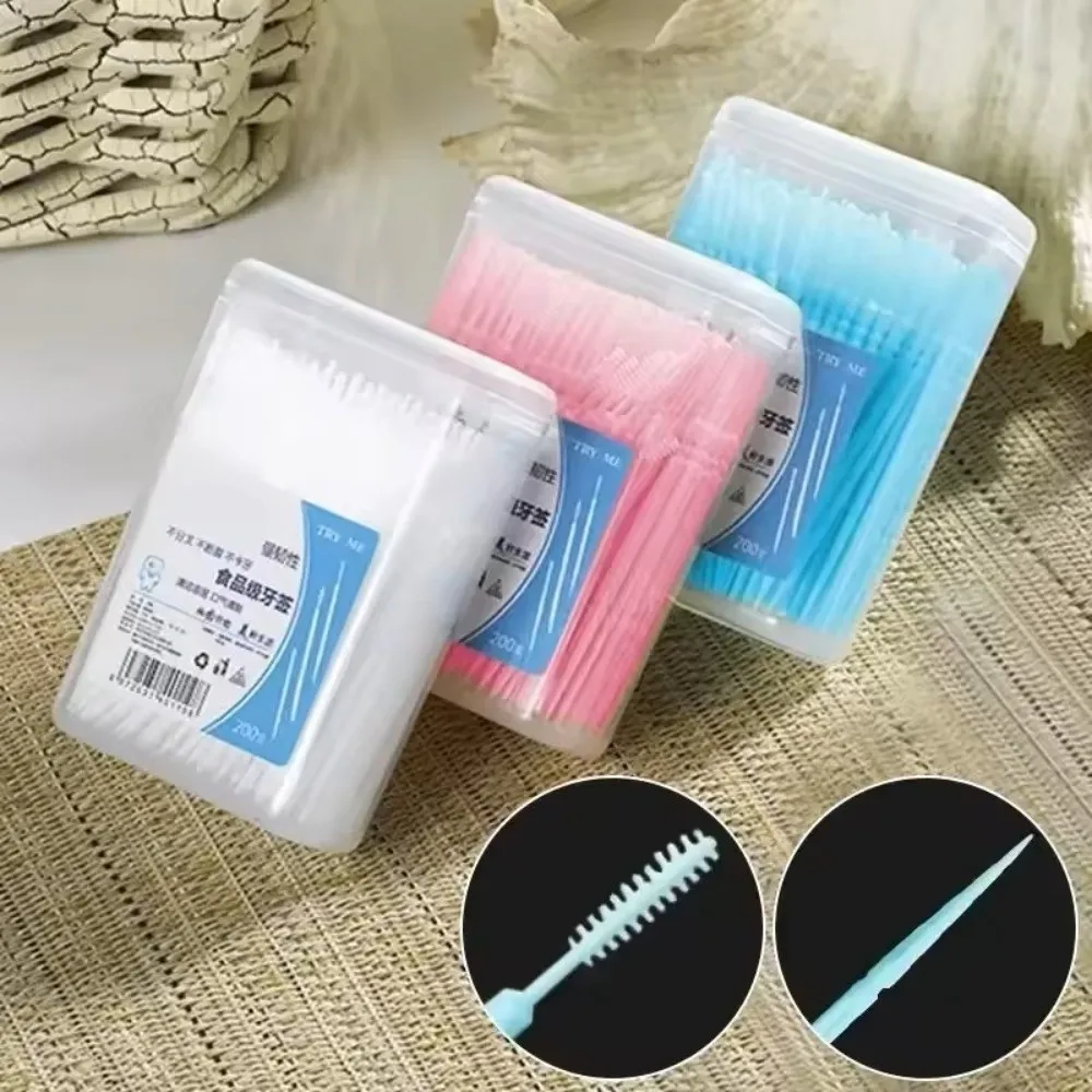 200Pieces/Box High Quality Double Head Toothpick Ultra Fine Portable Disposable Flosser Teeth Care Sticks Oral Cleaning