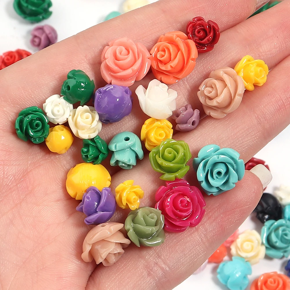 1 Strang 6 8 10 12 15 mm Rose Camelia Blumenperlen Künstliche Korallenperlen für Schmuckherstellung DIY Armband Halskette Zubehör – Detail 10