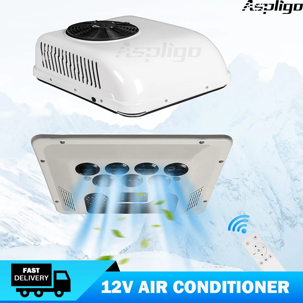 

Aspligo 12v Parking Electric Air Conditioner 24V RV Heat and Cool System For Camper Truck Motorhome Caravan Tractor Universal