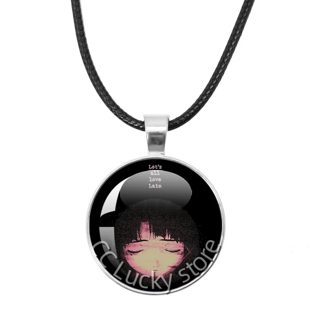 25mm Leather Necklace Hot Sales Serial Experiments Lain God of the Wired Lain Iwakura Glass Accessories Jewelry Cosplay Gift