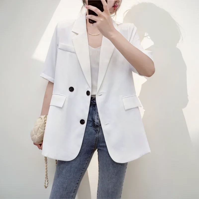 

Blazers Womans Elegant And Youthful Blazer Satin Female Fit Beach Bohemian Flap Pocket Contrast Bind Curve Hem Dreamy Breathable