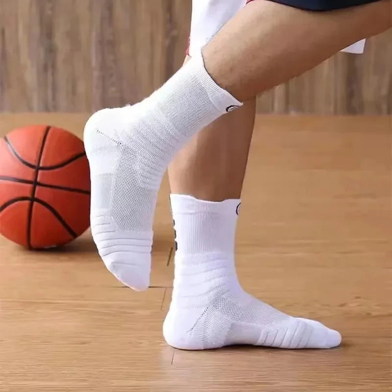 6Pairs/Lot Men's Sports Cotton Socks Non-slip Absorbent Breathable Mid-tube Socks Outdoor Football Basketball Compression Socks