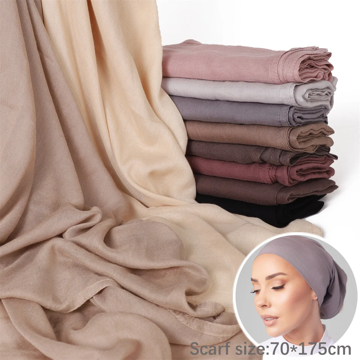 

Комплект из 2 шт.: Мусульманская джерси-шапочка-хиджаб, женский головной убор, шапочка-бини, тюрбан, головной платок, шарф, нижняя шапочка под хиджаб, тюрбан