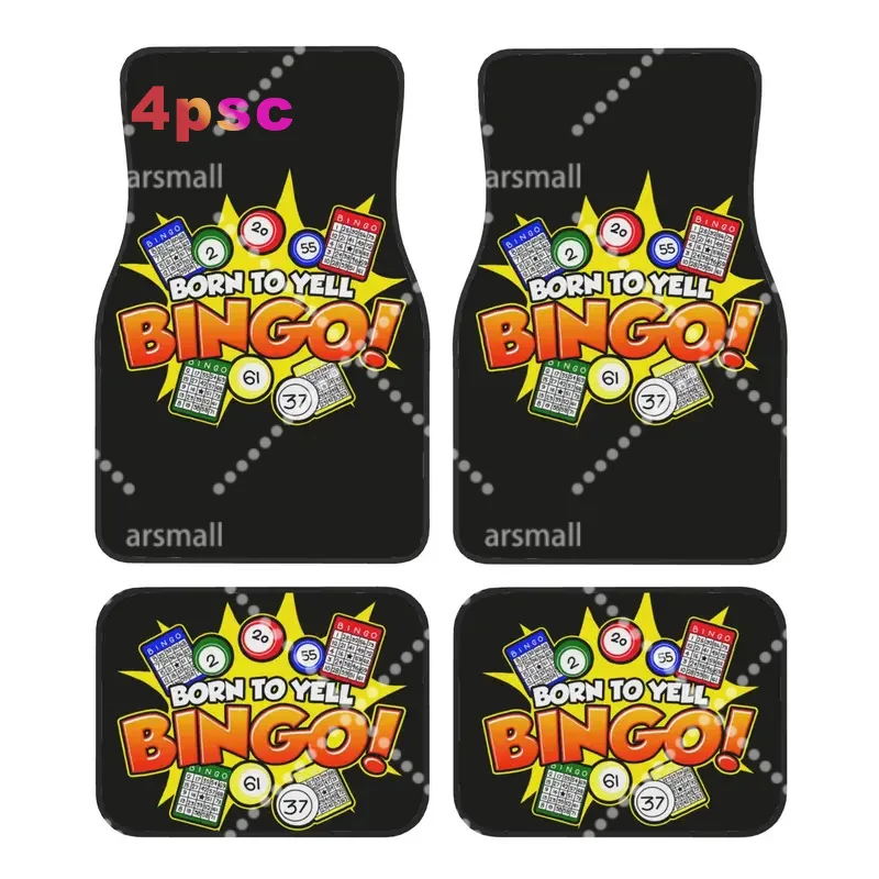 Bingo Paper Game Car Floor Mats of 4 Pieces Crystal Velvet Non-Slip Carpets Rugs  Universal Car Front Rear Carpets Foot Mats
