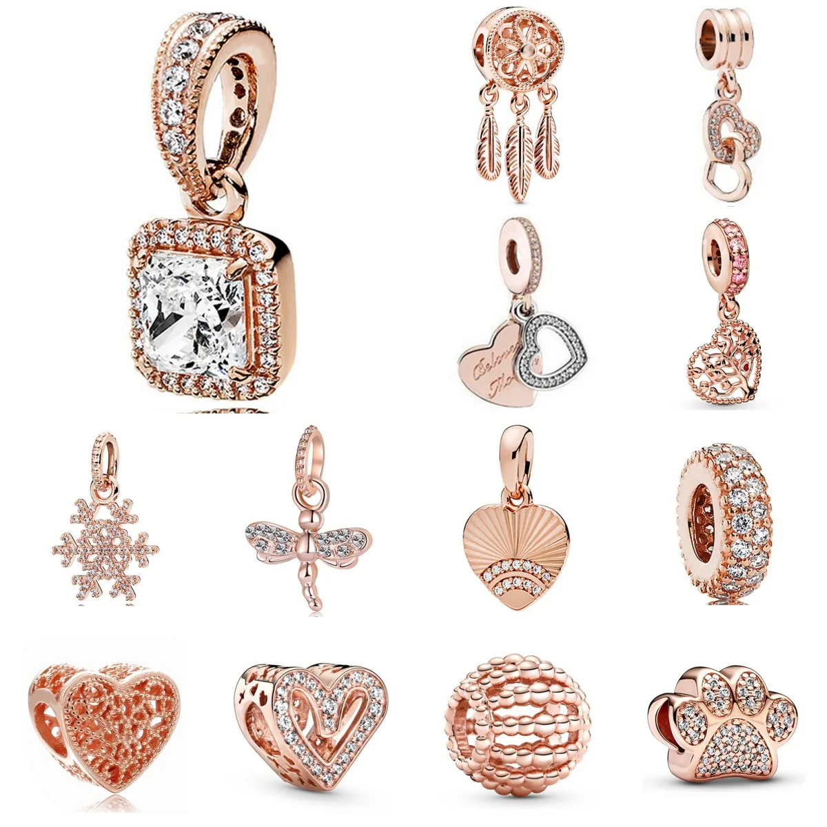 

Hot Selling Rose Gold plated Dream Catcher Pendant Charm Beads For Pandora DIY Bracelet Necklace Jewelry Accessories