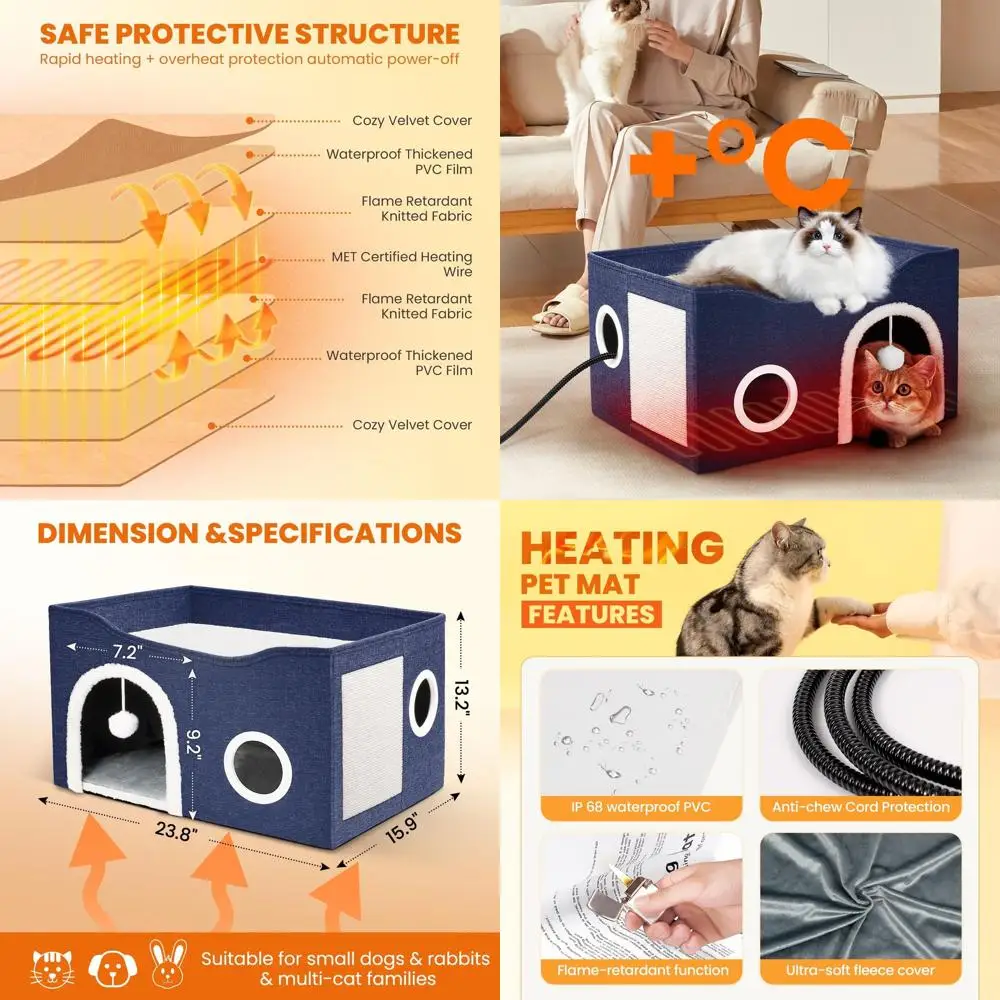 

Большая лежанка для кошек с подогревом и таймером для средних и крупных кошек