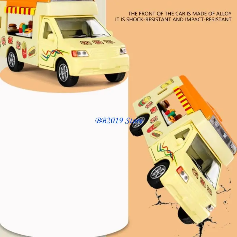 Q0KB – voiture crème glacée réaliste/restauration rapide, véhicule à tirer, modèle voiture à collectionner