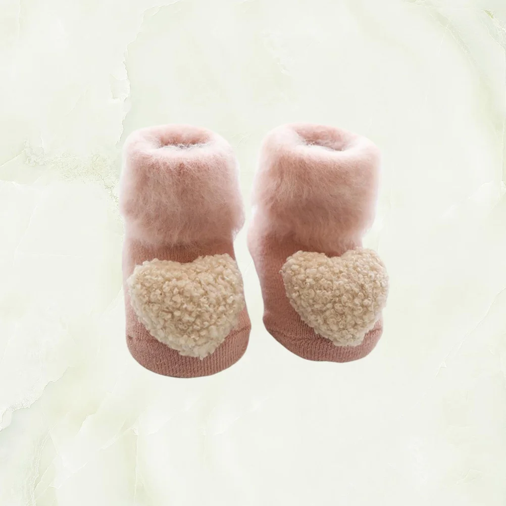 

1 Pair Baby Socks Winter Newborn Thickened Non-Slip Floor Socks For Kids Toddler Machine Washable Warm Gift