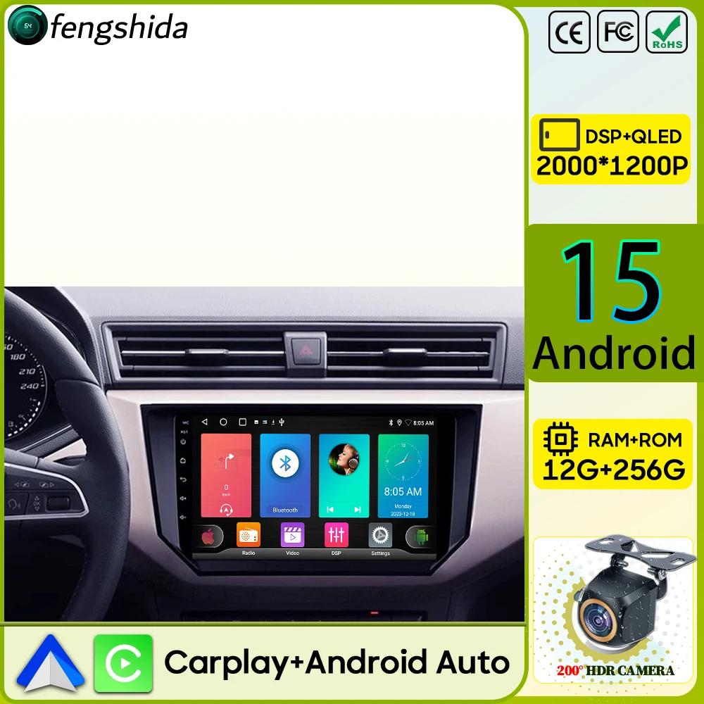 

Автомобильный радиоприемник Carplay для Seat Ibiza 2017 2018 2019 2020 навигация GPS Android авто мультимедийный плеер авторадио 4G Wi-Fi без 2din DVD