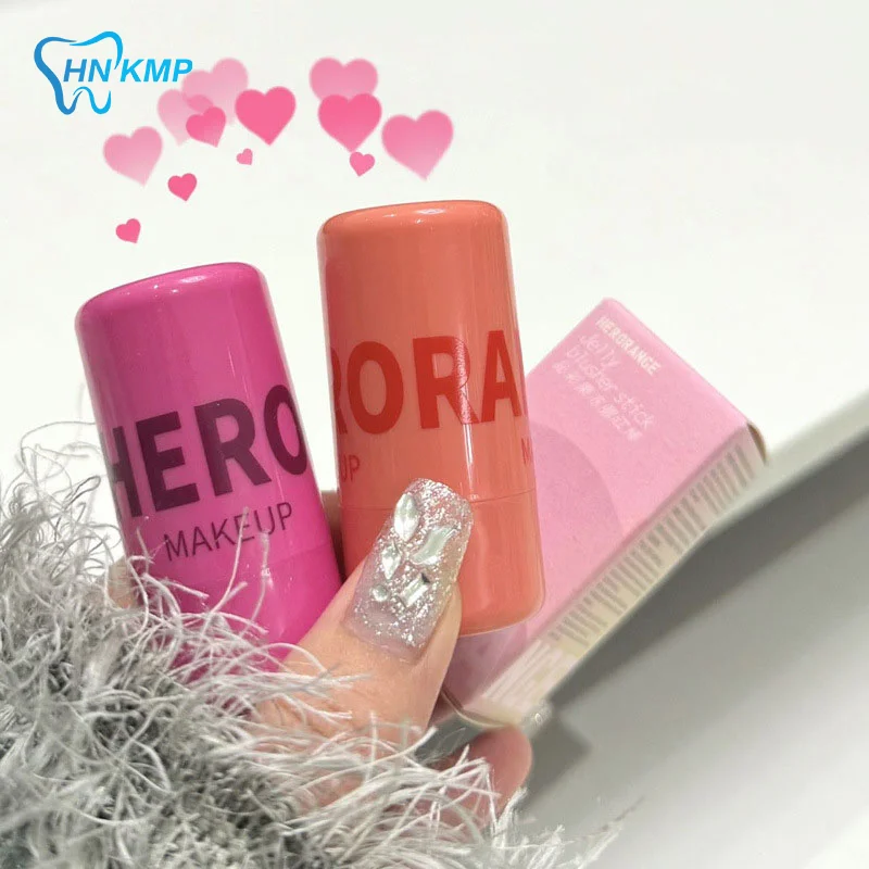 HERORANGE Jelly Blush Stick Brighten Cheek Rouge Dual Use Of Lips And Cheeks Blusher Waterproof Lasting Red Tint Cheek Color