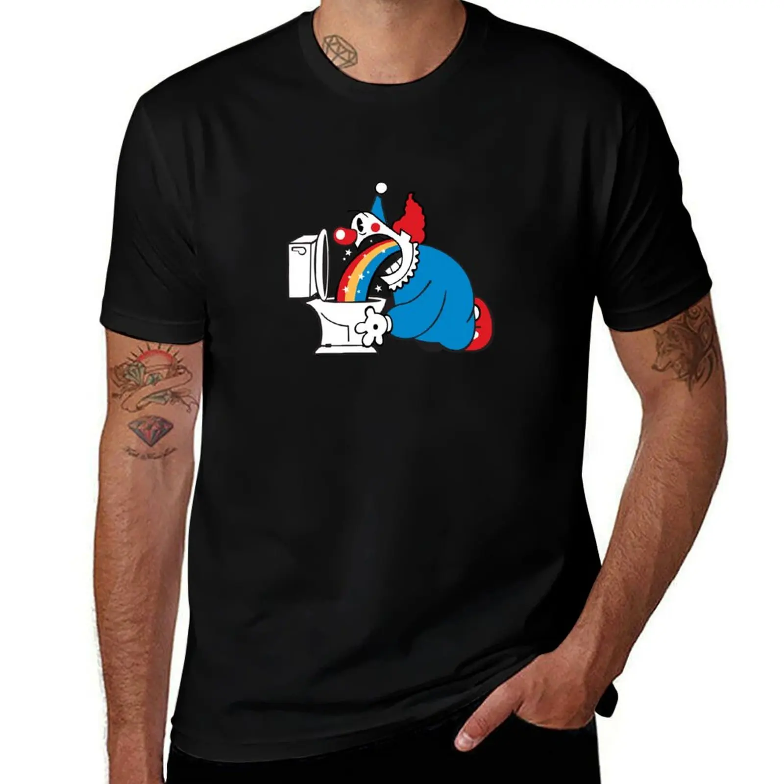Clown Throwing Puking Up Rainbow T-Shirt Trendy Casual Short Sleeve Shirt T-Shirt