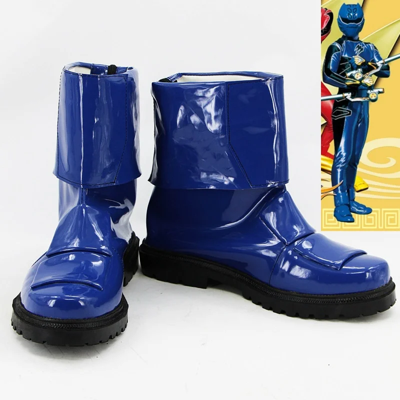 Juken Sentai Gekiranger Geki Blue Cosplay Shoes Boots Party Costume Accessories Cosplay Boots