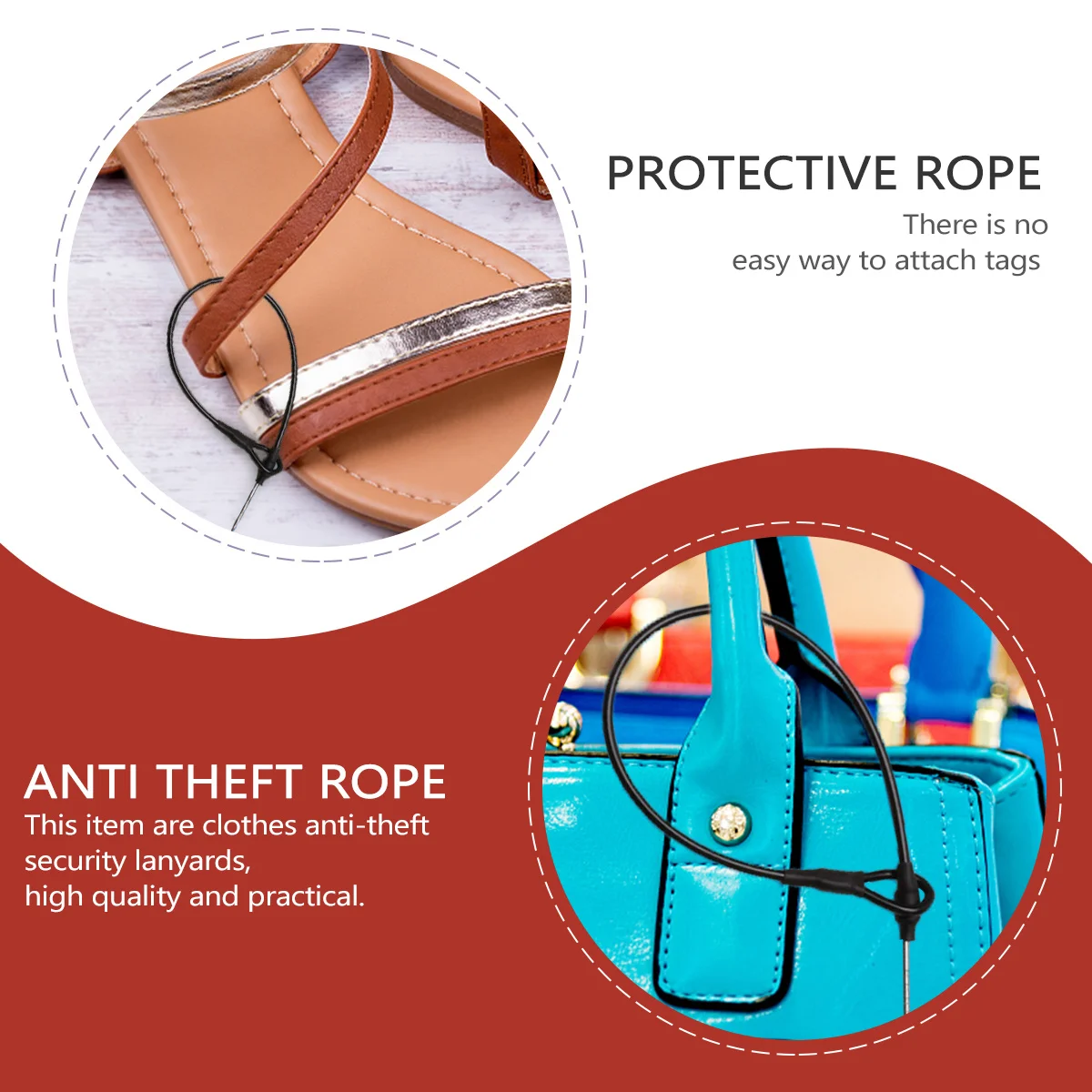 

100pcs Anti-Theft Wire Rope Security Lanyards For Clothing Eas Loss Prevention Durable Safety Ropes Compatible Magnetic Hard