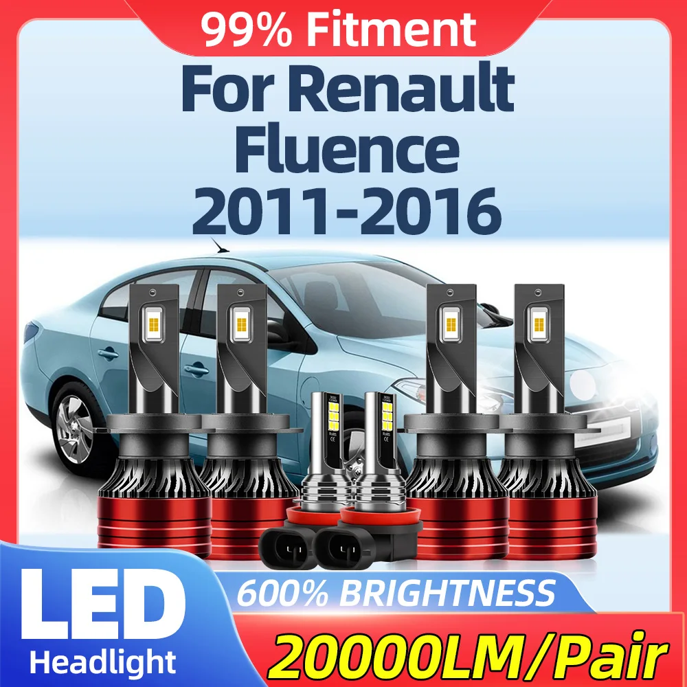 

60000LM Canbus LED Headlight Bulbs 360W Fog Lamps 12V 6000K Auto Headlamps For Renault Fluence 2011 2012 2013 2014 2015 2016